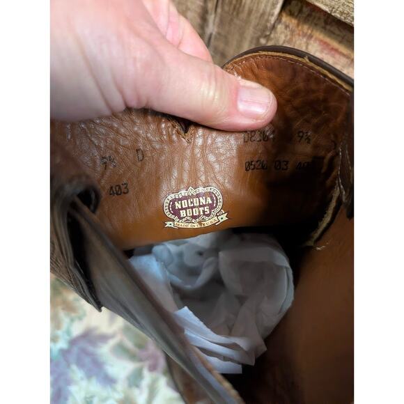Nocona Vintage Brown Full Quill Ostrich Leather Western Cowboy Boots 9.5 D main image 8